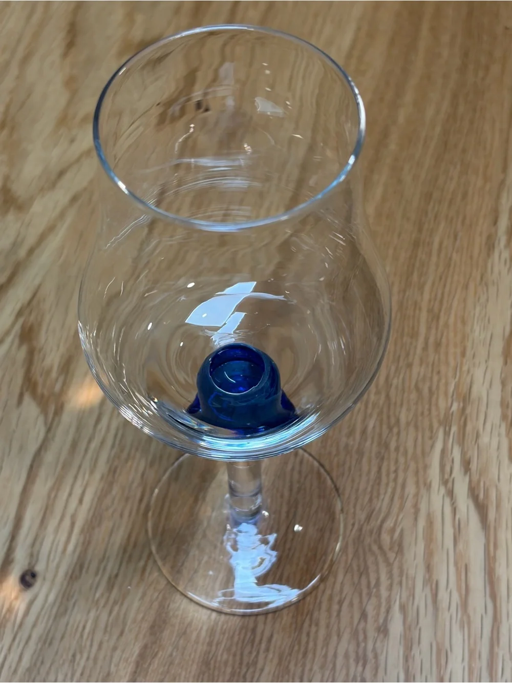 Crystal Blue Knop Tulip Wine Glasses - Set of 2 Vintage Cobalt Blue Accent